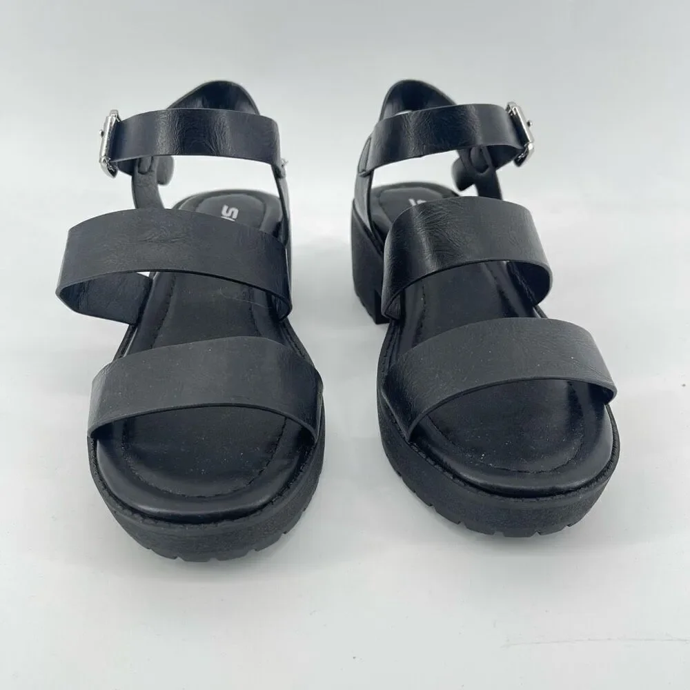 SODA Account Girls Black Platform Sandals Size 3 Y2K Chunky Heel Open Toe Shoes